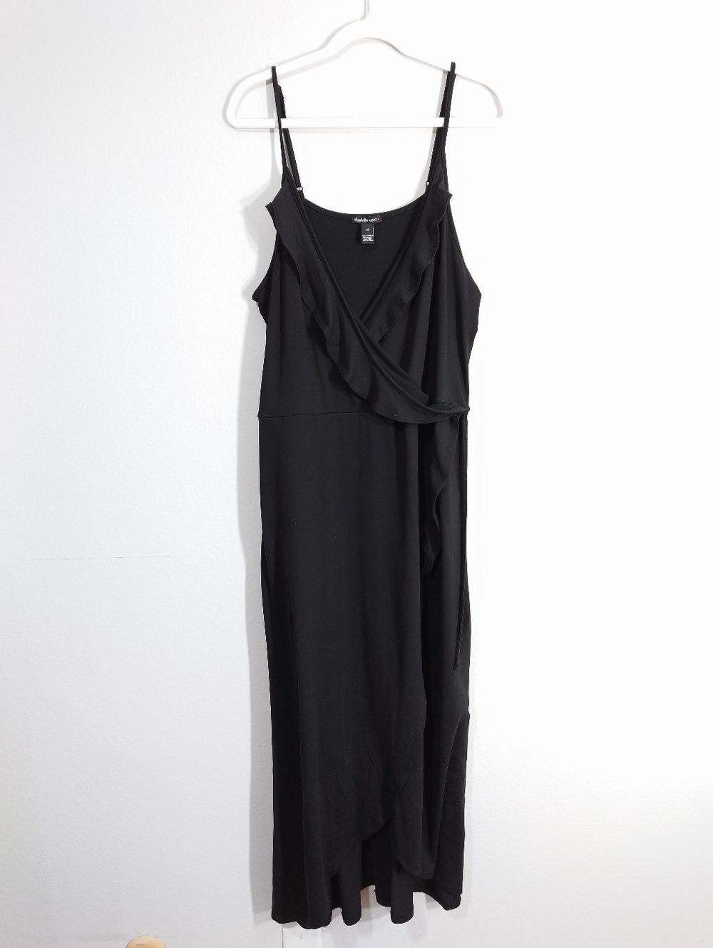 Charlotte Russe Black Wrap Maxi Dress Plus Size 3X Ruffle Sleeveless Flowy